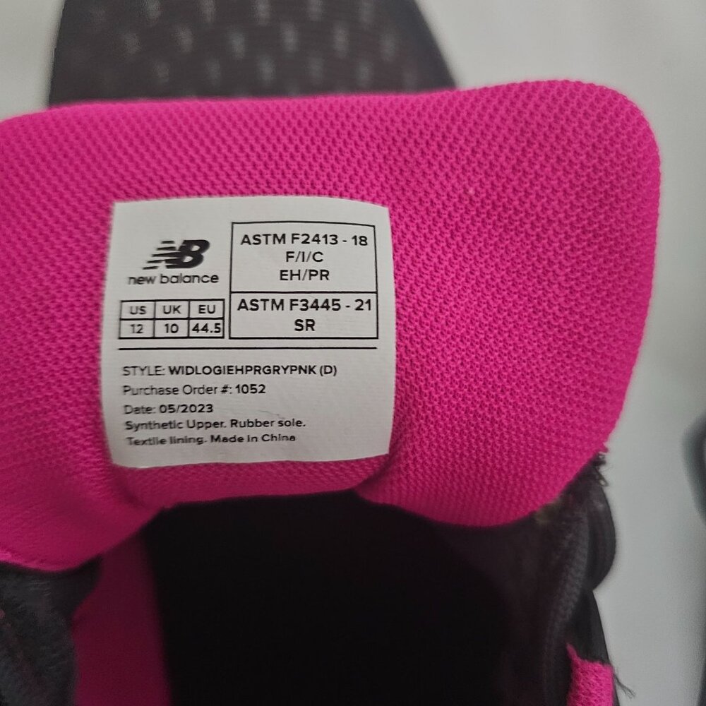 New Balance Women's Composite Toe Logic Wide Safety Shoes Gray/Pink Size US-12 - Picture 13 of 14
